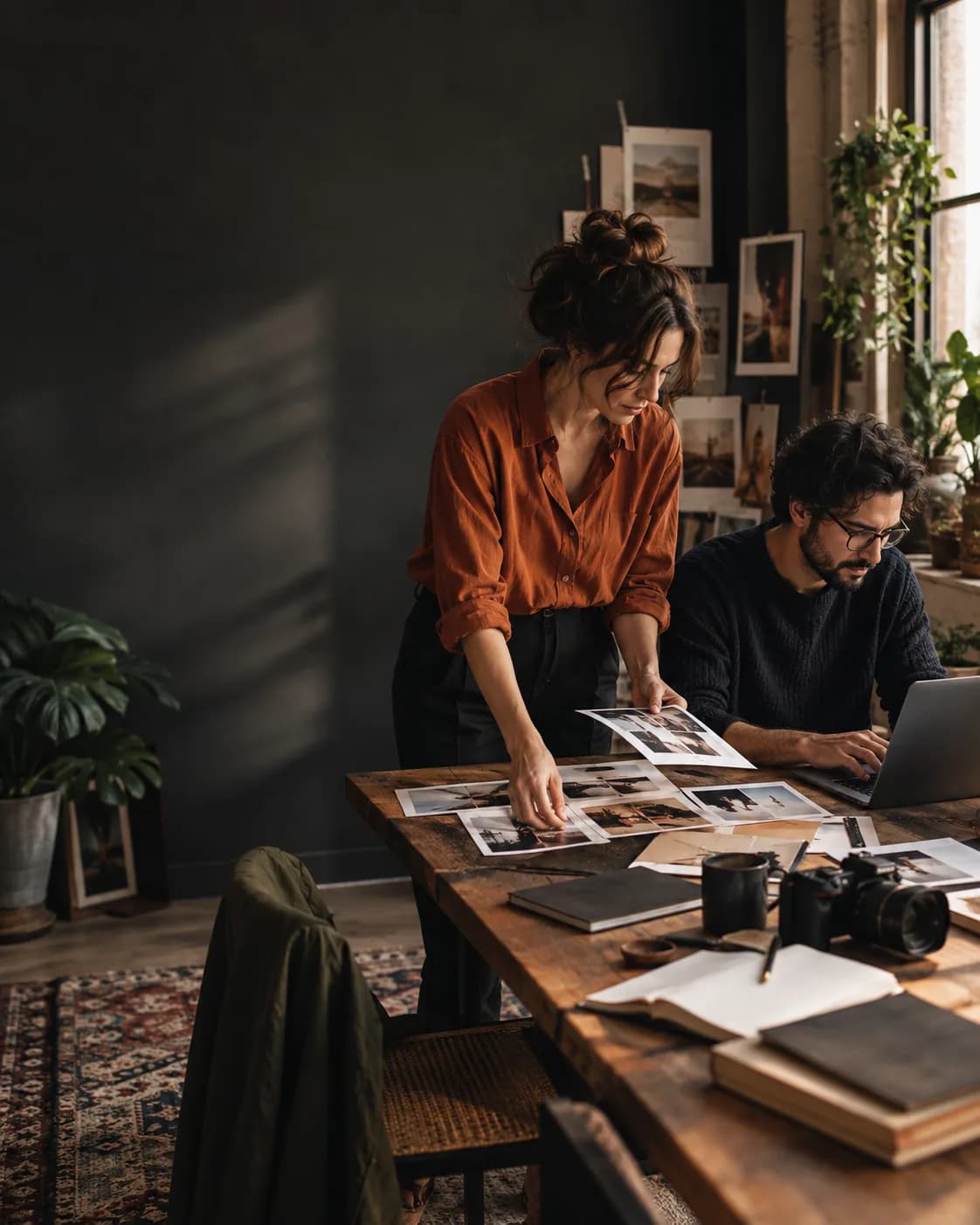 Content strategists editing a campaign story and editorial layout — TML Agency