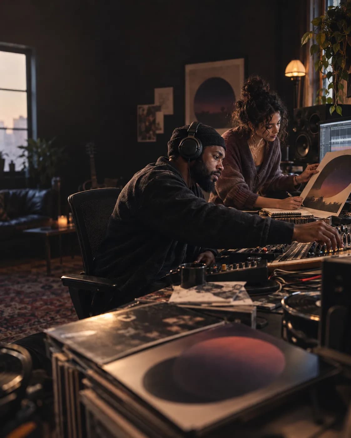 Music producer and artist shaping a release in a recording studio — TML Agency