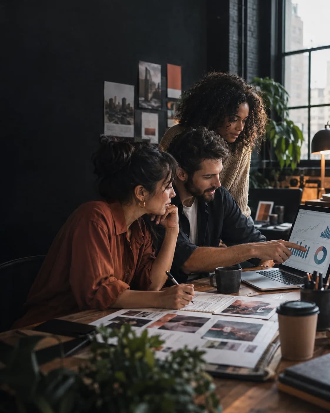 Marketing strategists reviewing campaign performance and ad concepts — TML Agency